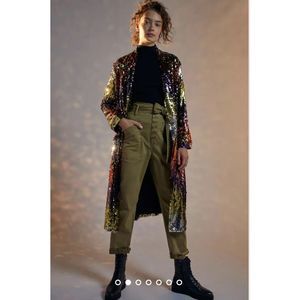 New Anthropologie Dulcinea Sequined Duster Jacket Size Xs Multicolor